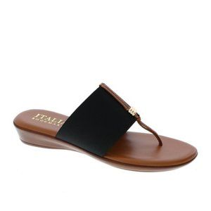 Mikala low wedge flip flop sandal with gold